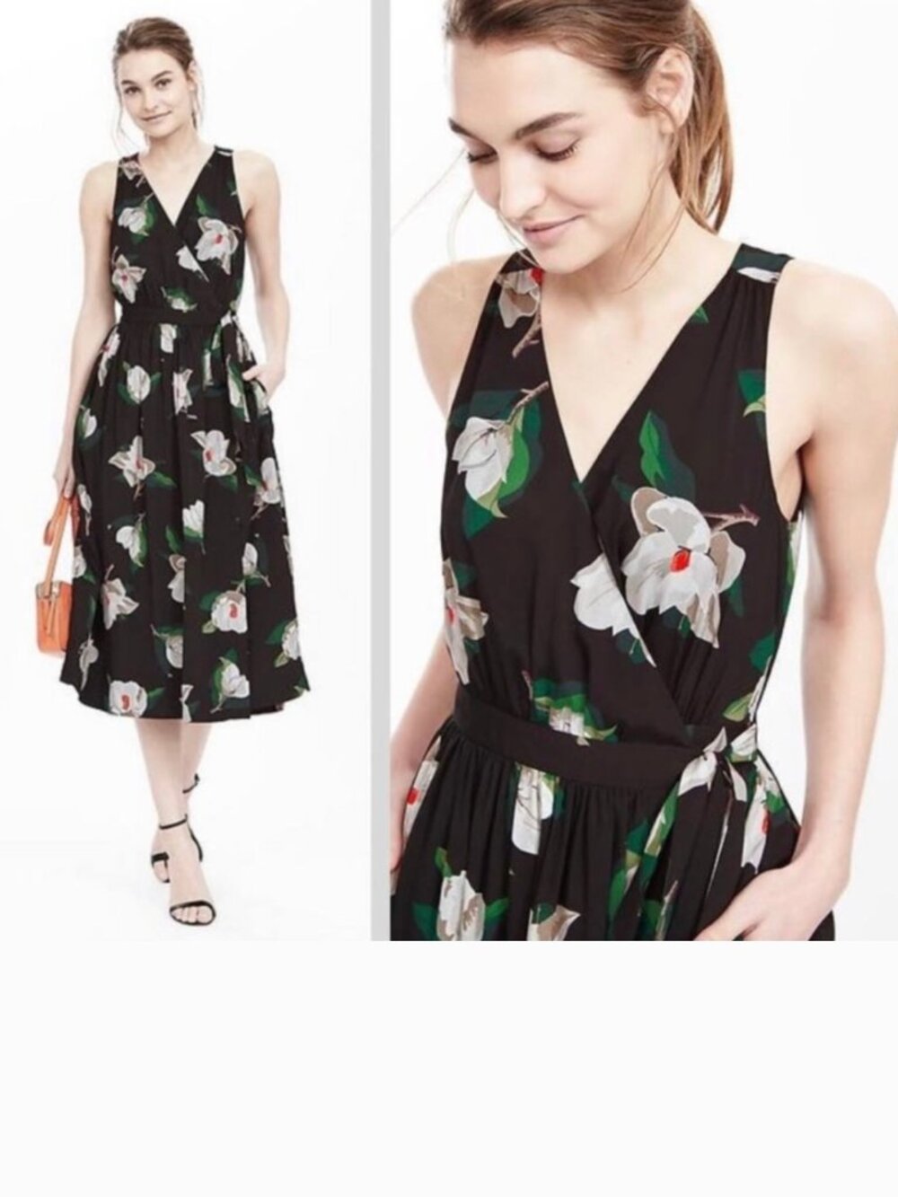 Banana Republic Magnolia Floral Midi Wrap Dress - 00P